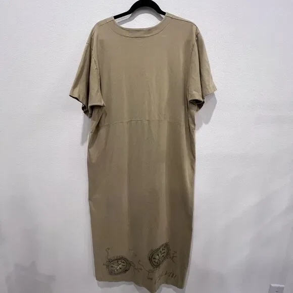Blue Fish ClothingCotton art-to-wear Dress Hand Painted Boho Lagenlook sz 2